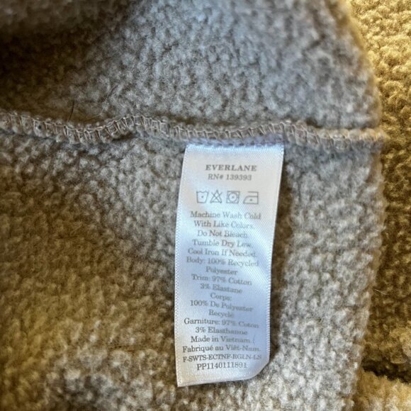 EVERLANE ReNew Fleece Sherpa Sweatshirt - Oatmeal - Raglan Sleeve EUC - Size XS - Picture 7 of 7